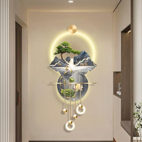 Blue 2D 3D Wall Art Decor with Metal Ball Pendant