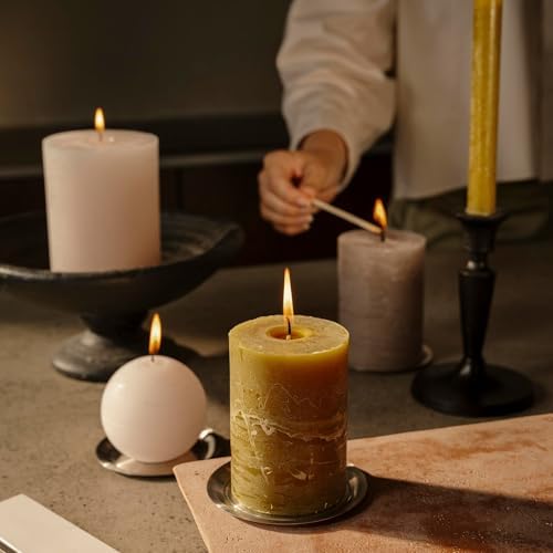 Spaas Rustic Pillar Candle 80-110mm 65h Light Grey