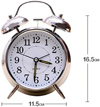 4 Inch Silent Quartz Alarm Clock with Night Light and Silver Plating