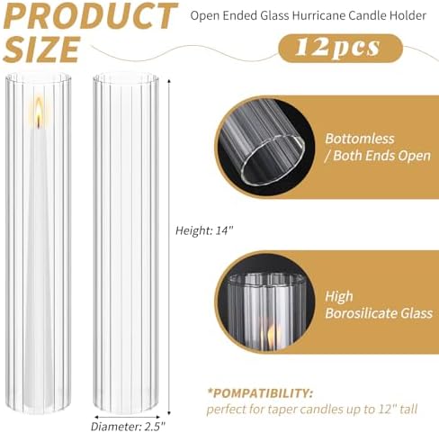 YMHPRIDE Hurricane Candle Holder Set of 12