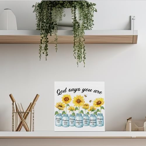 Inspirational Bible Verse Wooden Box Sign for Home Office
