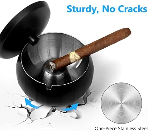 Stainless Steel Ashtray with Lid Windproof and Smokeless