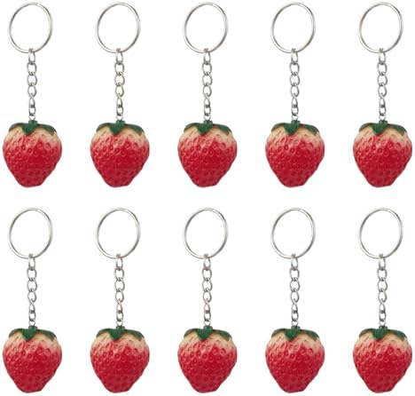 10 Pcs Resin Strawberry Keychain Charms