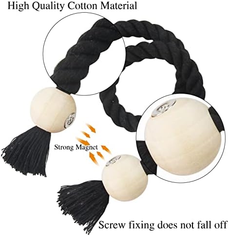6 Pack Black Magnetic Curtain Tiebacks with Wooden Buckle