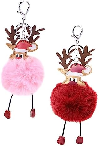 2pcs Christmas Elk Keychain Key Holder for Bags