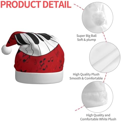 QINZHENG Music Note Santa Hat Velvet Plush Christmas Gift