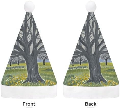 Santa Hat with Gray Tree Christmas Party Headwear