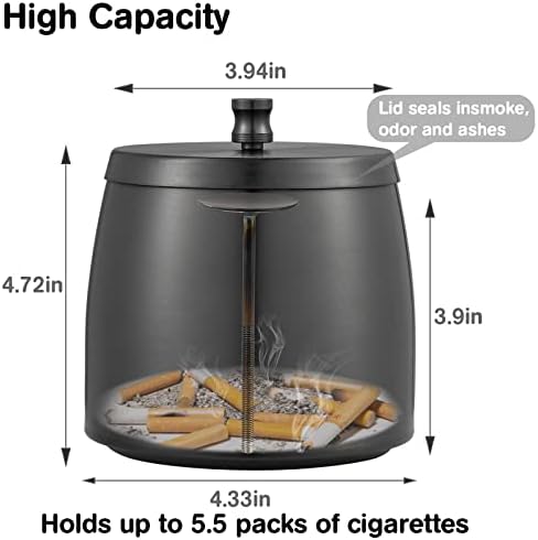 Yangbaga XL Windproof Ashtray with Lid for Cigarettes
