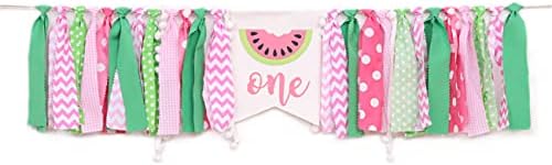 WAWUO Watermelon Birthday Banner - Pink Pattern - Highchair Mount