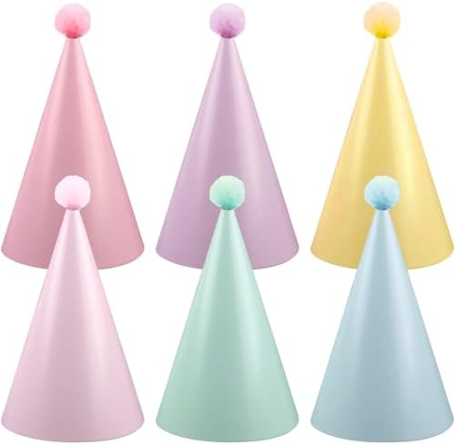 30PCS Rainbow Cone Hats for Kids Adults Party Decor