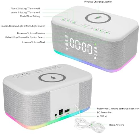 Fansbe Smart Bluetooth Alarm Clock Radio with Night Light