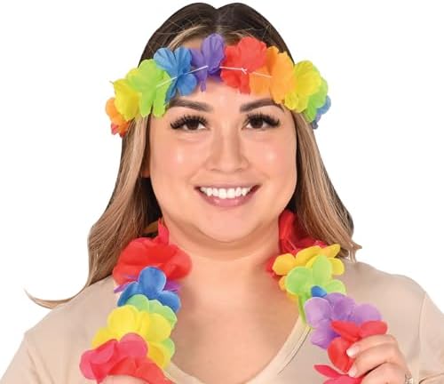 Beistle 6-Piece Rainbow Floral Headband Set 20 Inch