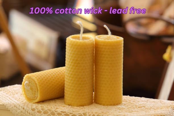 4 Pack Natural Beeswax Pillar Candles 384 Hours Long Burning