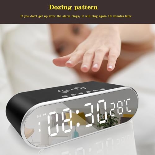 QAOZUOI Smart Wireless Charging Alarm Clock with Temperature Display