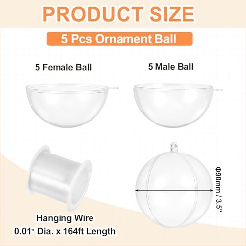 35 Inch Clear Ornament Ball with Wire 5pcs