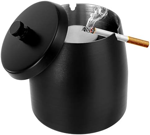Large Windproof Outdoor Stainless Steel Ashtray with Lid