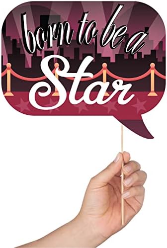 Hollywood Photo Booth Props - 41-Piece Set with Sign and Sticks