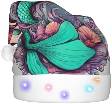 QINZHENG Mermaid Santa Hat with LED Lights