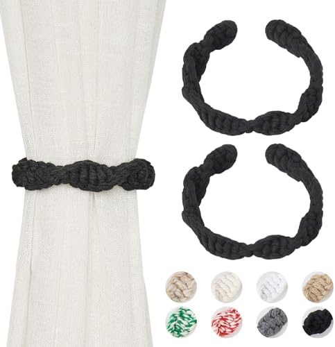 NICEEC 2 Pack Cotton Rope Curtain Tiebacks Farmhouse Decor Holdbacks