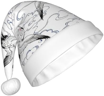 Personalized Santa Hat with Japanese Crane Print for Women