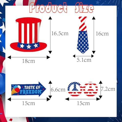 25 Pcs Patriotic Photo Booth Props for 4th of July