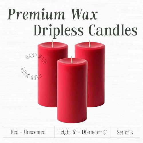 Mister Candle Dripless Unscented Pillar Candles Set of 3