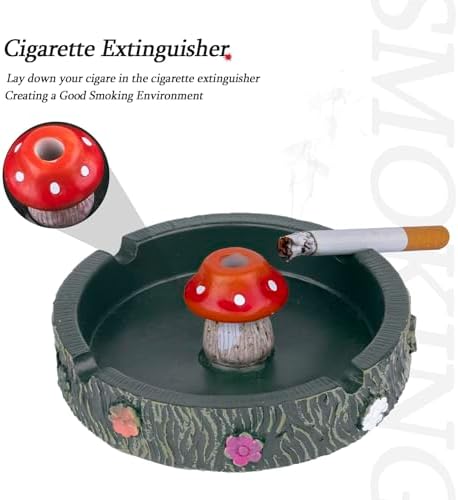Cute Mushroom Resin Ashtray for Cigarettes Green Design
