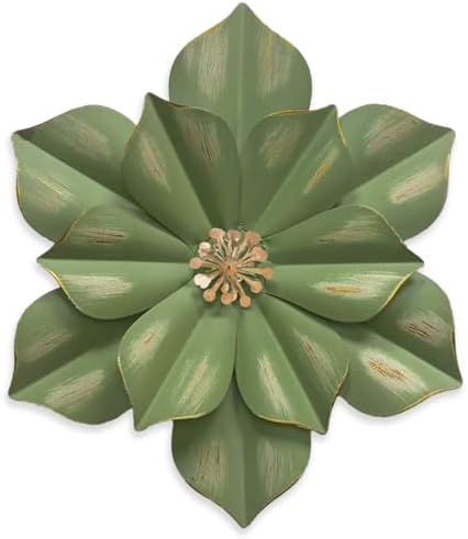 Rustic Metal Flower Wall Sculpture 125 Inch Green
