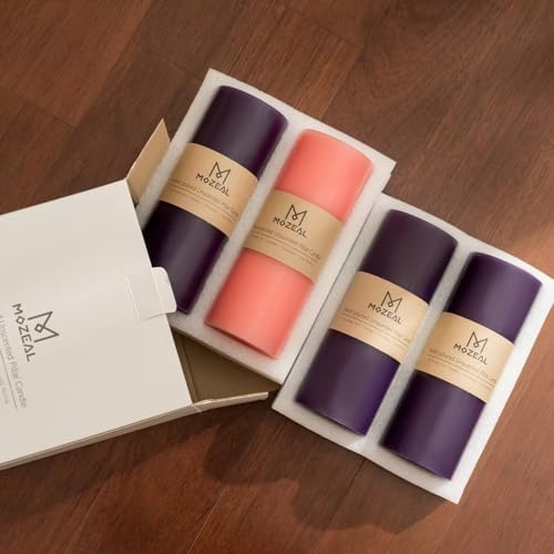 MOZEAL 3 x 6 Unscented Pillar Candles Set of 4