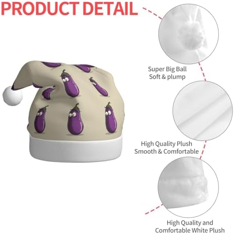 QinZheng Cartoon Eggplant Santa Hat Christmas Gift for Women