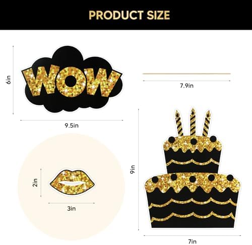 36PCS Black and Gold Photo Booth Props