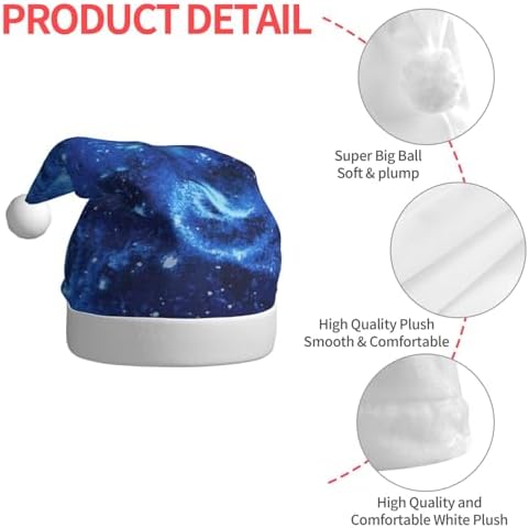 QinZheng Blue Universe Space Galaxy Santa Hat for Women