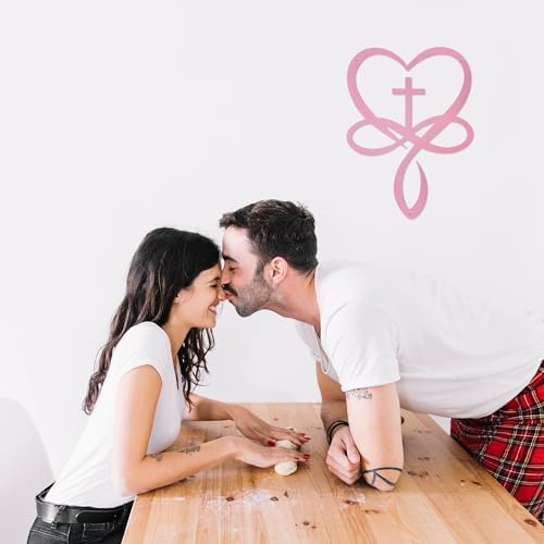 Metal Infinity Heart Cross Wall Decor Pink