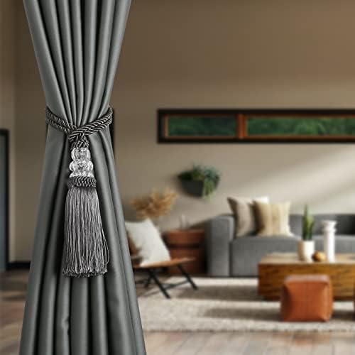 Curtain Tiebacks with Tassel 2 Pack Charcoal