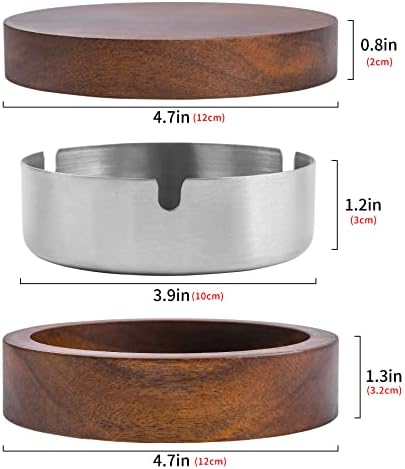 Wooden Ashtray with Lid and Stainless Steel Liner