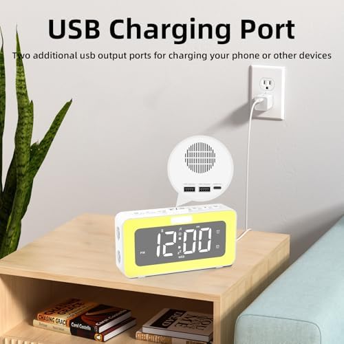 Cooluck Dual Alarm Clock with LED Night Lights and White Noise