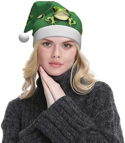 Funny Green Frogs Santa Hat Personalized Christmas Headwear for Women