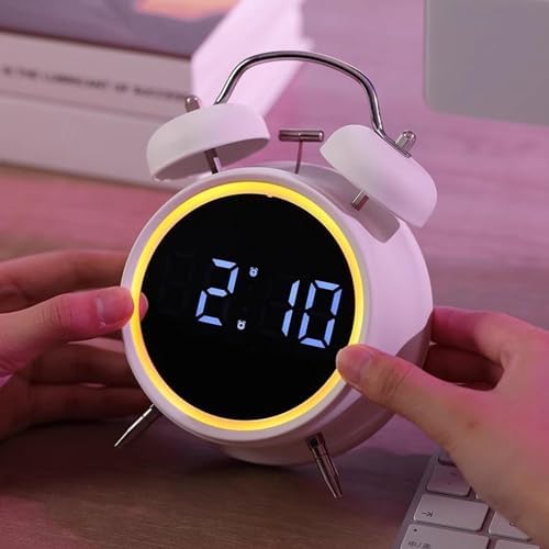 Rechargeable Double Bell Alarm Clock with Night Light