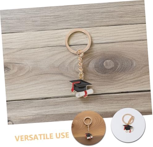 10Pcs Graduation Keychain Charms Metal Cap Keyrings