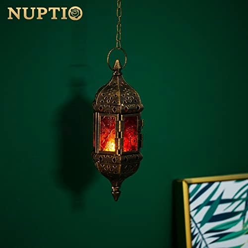NUPTIO 2 Pcs Hanging Hexagon Candle Lantern Holders