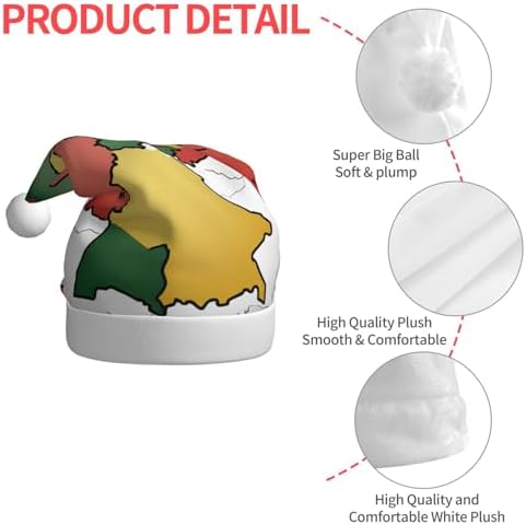 QINZHENG Abstract German Flag Santa Hat Velvet Plush Christmas Gift for Women