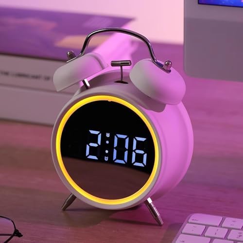Rechargeable Double Bell Alarm Clock with Night Light