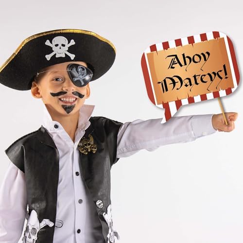 Pirate Photo Booth Props - 41pc Kit with Sign Sticks and Adhesive Pads