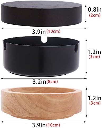 Portable Cool Ashtray with Lid Wooden Design