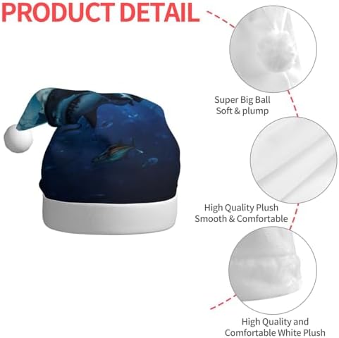 Personalized Santa Hat with Shark Print for Women