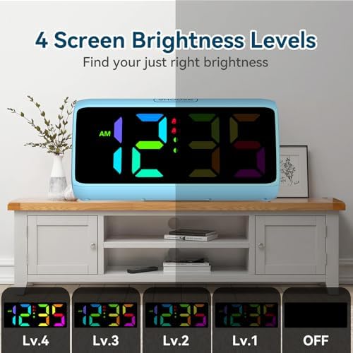 Netzu Loud Alarm Clock with RGB Display and 2 Alarms