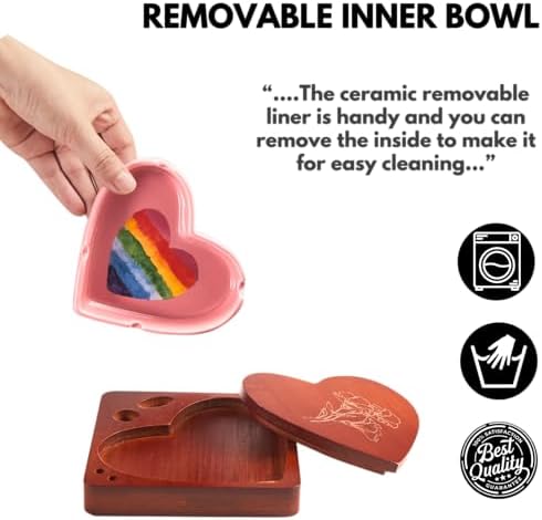 Cute Pink Heart Ceramic Ashtray with Lighter Holder