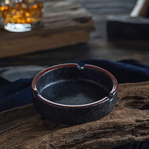 Stylish Ceramic Ashtray Black Lava Medium