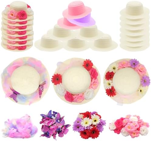 VoizVony 297 Pcs DIY Tea Party Hats for Girls