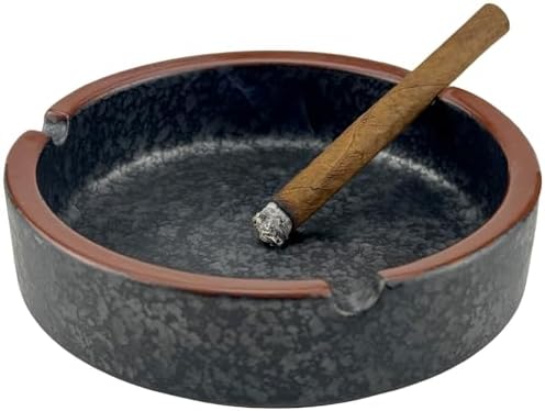 Stylish Ceramic Ashtray Black Lava Medium